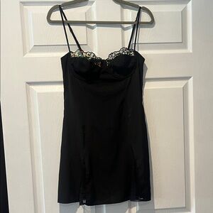 Black Lace Trim Slip Dress